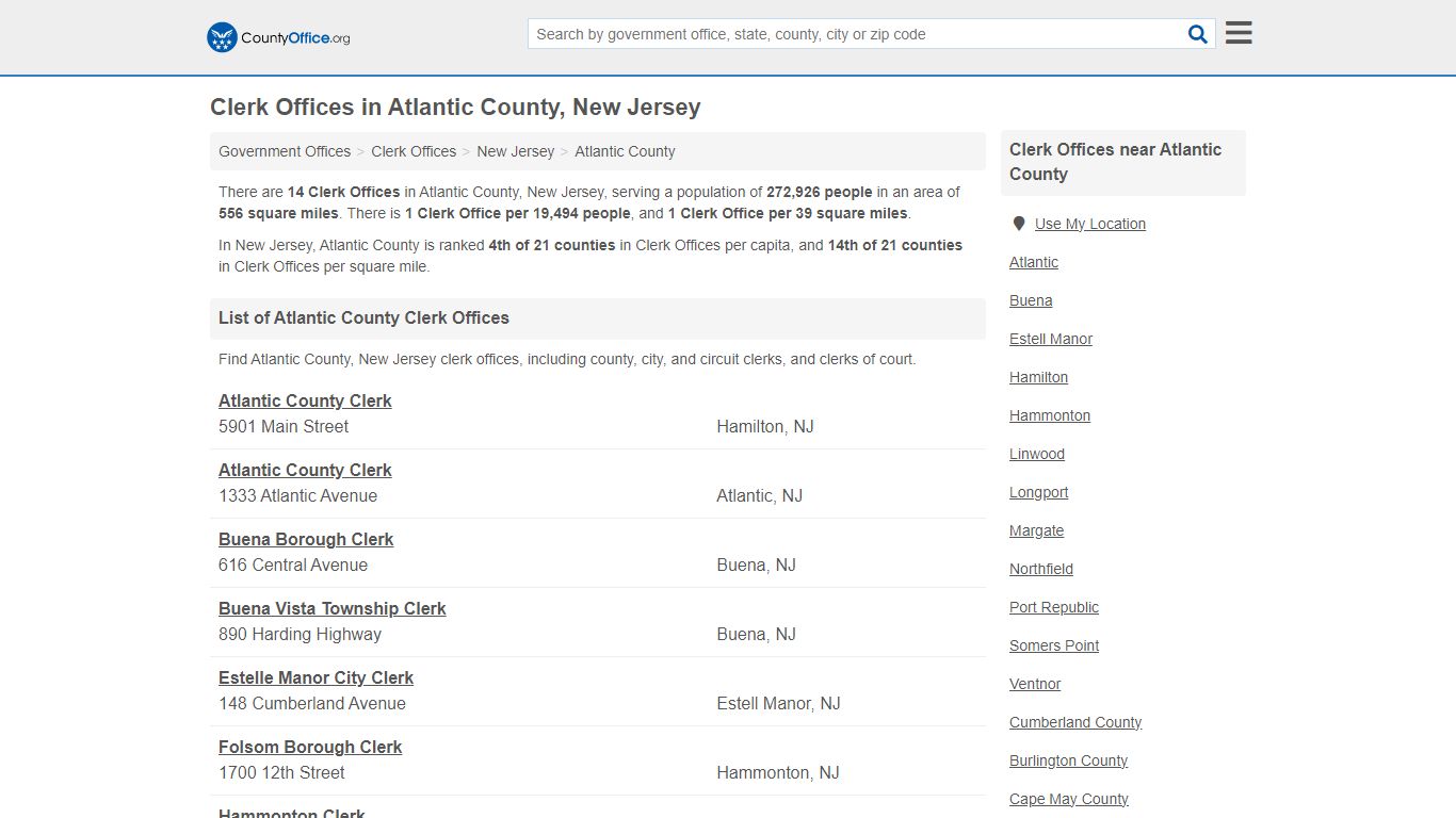 Clerk Offices - Atlantic County, NJ (County & Court Records)